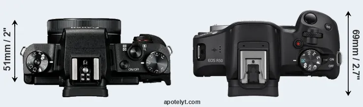 Compare G1X Mark III versus R50 top