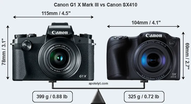 Size Canon G1 X Mark III vs Canon SX410