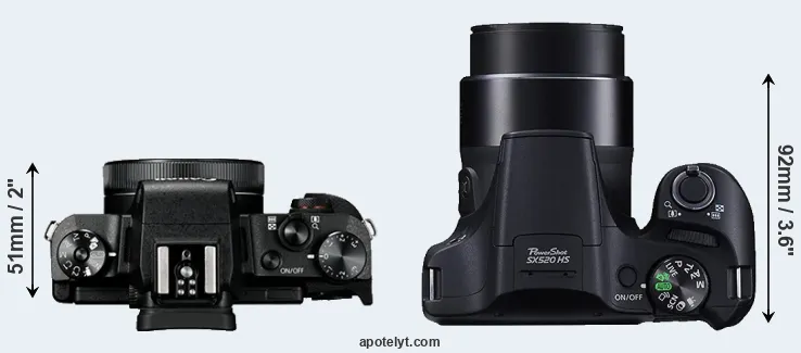 Compare G1X Mark III versus SX520 top