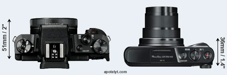 Compare G1X Mark III versus SX720 top
