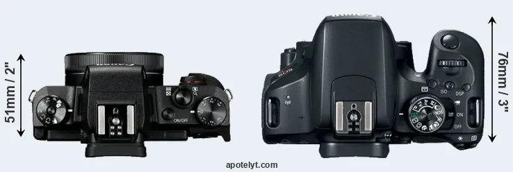 Compare G1X Mark III versus T7i top