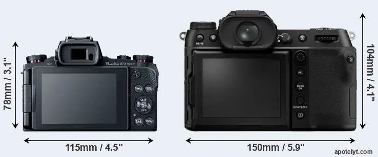Comparison G1X Mark III or GFX 100S rear