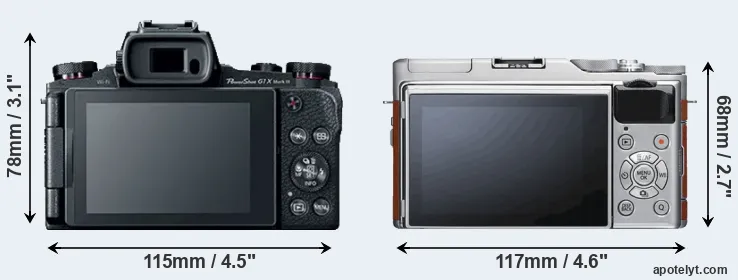 Comparison G1X Mark III or X-A5 rear