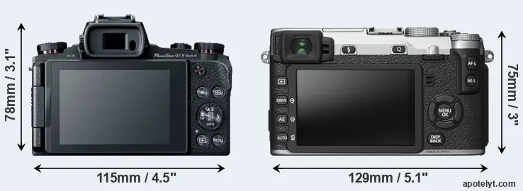Comparison G1X Mark III or X-E2S rear