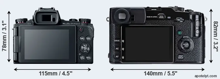 Comparison G1X Mark III or X-Pro1 rear