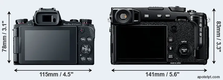 Comparison G1X Mark III or X-Pro2 rear