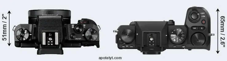 Compare G1X Mark III versus X-S20 top