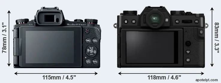 Comparison G1X Mark III or X-T30 II rear