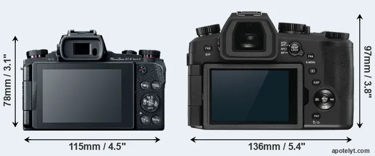 Comparison G1X Mark III or V-LUX 5 rear