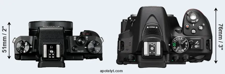 Compare G1X Mark III versus D5300 top
