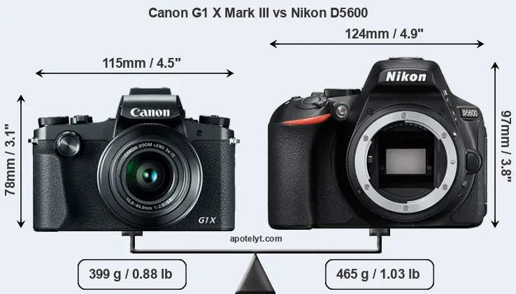 Size Canon G1 X Mark III vs Nikon D5600