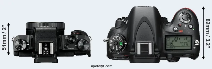 Compare G1X Mark III versus D610 top