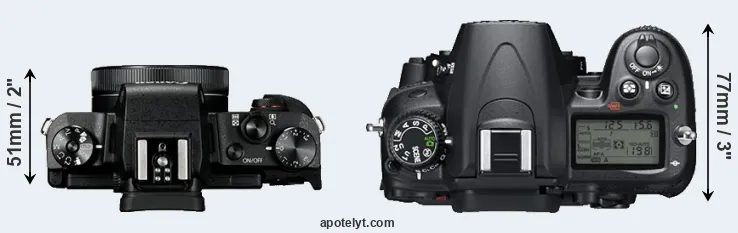 Compare G1X Mark III versus D7000 top