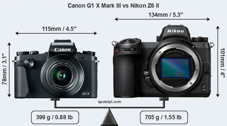 Size Canon G1 X Mark III vs Nikon Z6 II