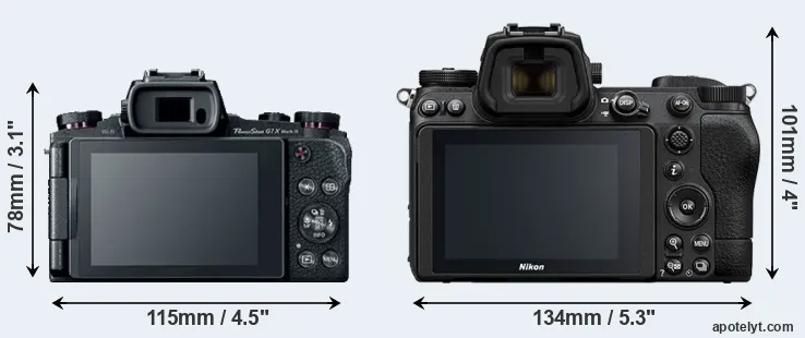 Comparison G1X Mark III or Z6 II rear