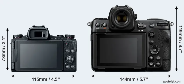 Comparison G1X Mark III or Z8 rear