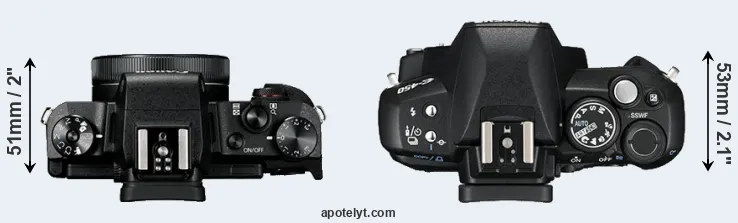 Compare G1X Mark III versus E-450 top
