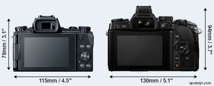 Comparison G1X Mark III or E-M1 rear