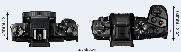 Compare G1X Mark III versus E-M1 top