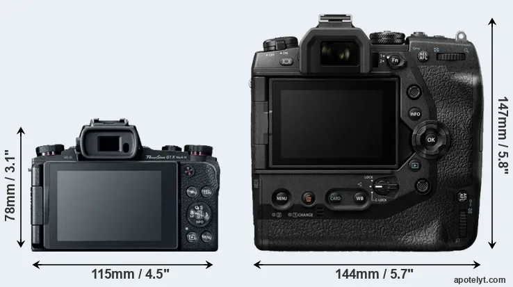 Comparison G1X Mark III or E-M1X rear