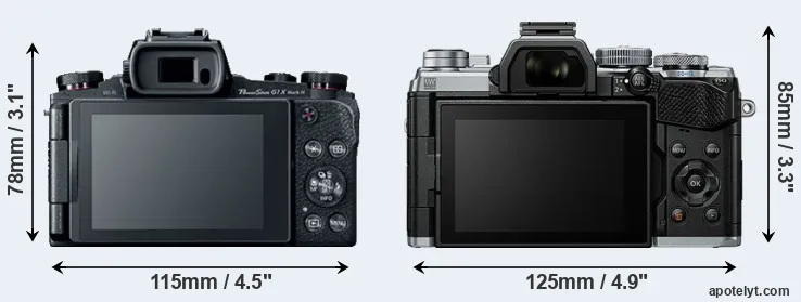Comparison G1X Mark III or E-M5 III rear