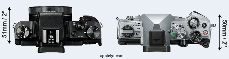 Compare G1X Mark III versus E-M5 III top