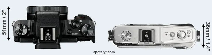 Compare G1X Mark III versus E-P1 top