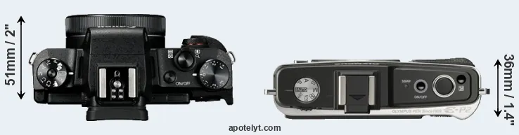 Compare G1X Mark III versus E-P2 top