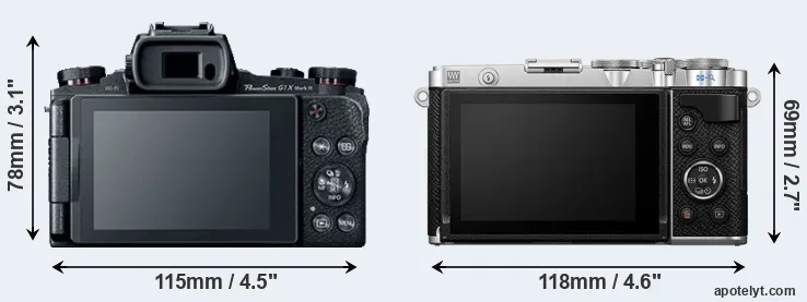 Comparison G1X Mark III or E-P7 rear