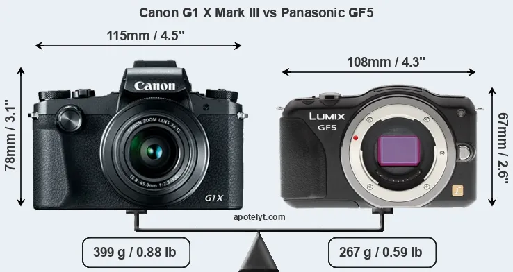 Size Canon G1 X Mark III vs Panasonic GF5