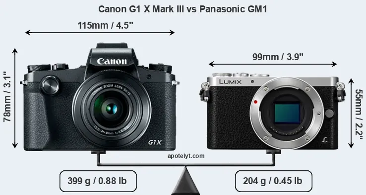 Size Canon G1 X Mark III vs Panasonic GM1