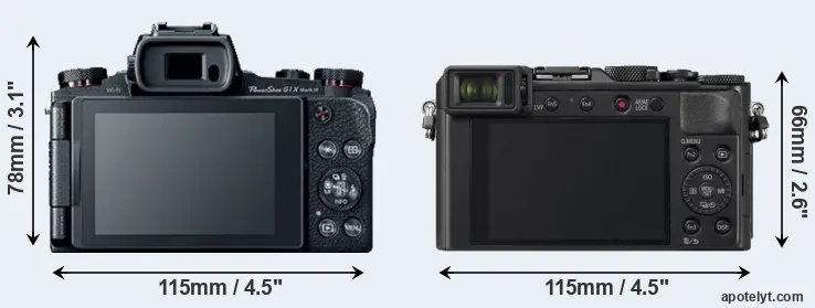 Comparison G1X Mark III or LX100 II rear