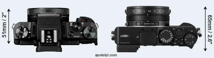 Compare G1X Mark III versus LX100 II top