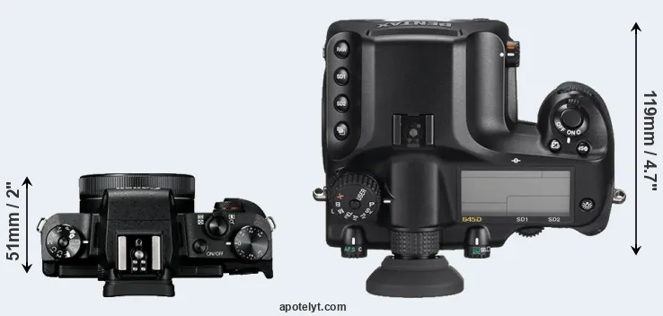 Compare G1X Mark III versus 645D top