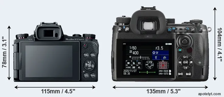 Comparison G1X Mark III or K-3 III rear