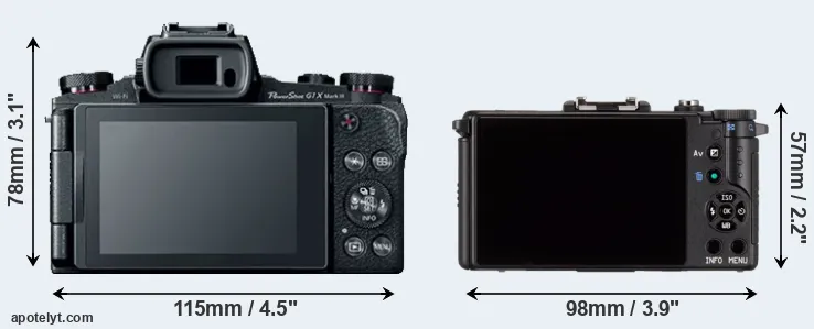 Comparison G1X Mark III or Pentax Q rear