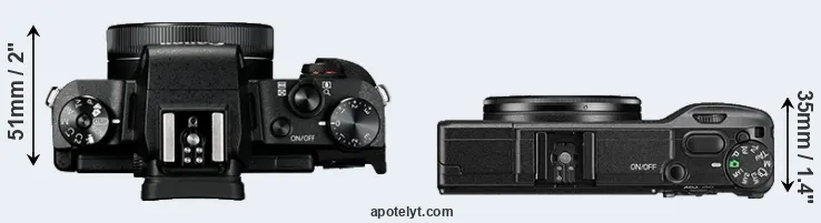 Compare G1X Mark III versus GR II top