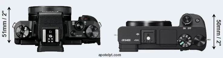 Compare G1X Mark III versus A6400 top