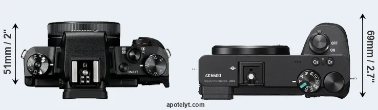 Compare G1X Mark III versus A6600 top