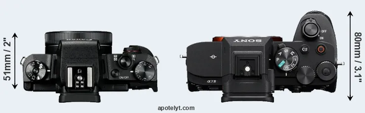 Compare G1X Mark III versus A7 IV top