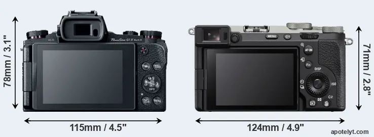 Comparison G1X Mark III or A7C R rear