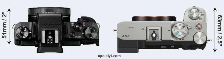 Compare G1X Mark III versus A7C R top