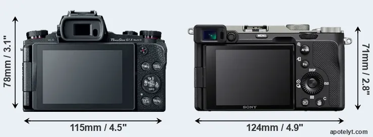 Comparison G1X Mark III or A7C rear
