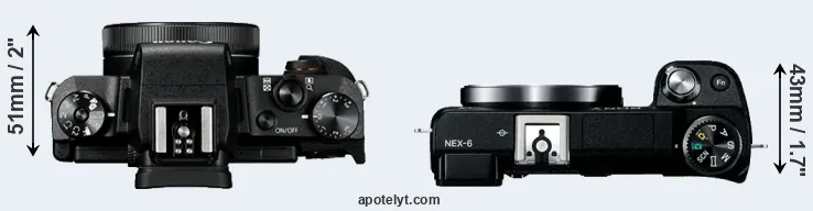 Compare G1X Mark III versus NEX-6 top
