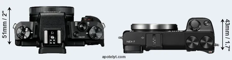 Compare G1X Mark III versus NEX-7 top