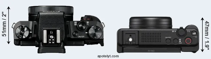Compare G1X Mark III versus ZV-1 II top