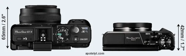 Compare G1X versus G7X Mark II top