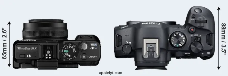 Compare G1X versus R6 Mark II top
