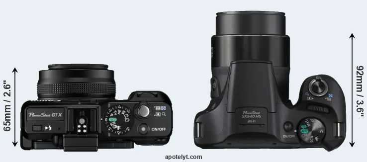 Compare G1X versus SX540 top