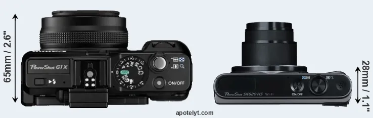Compare G1X versus SX620 top